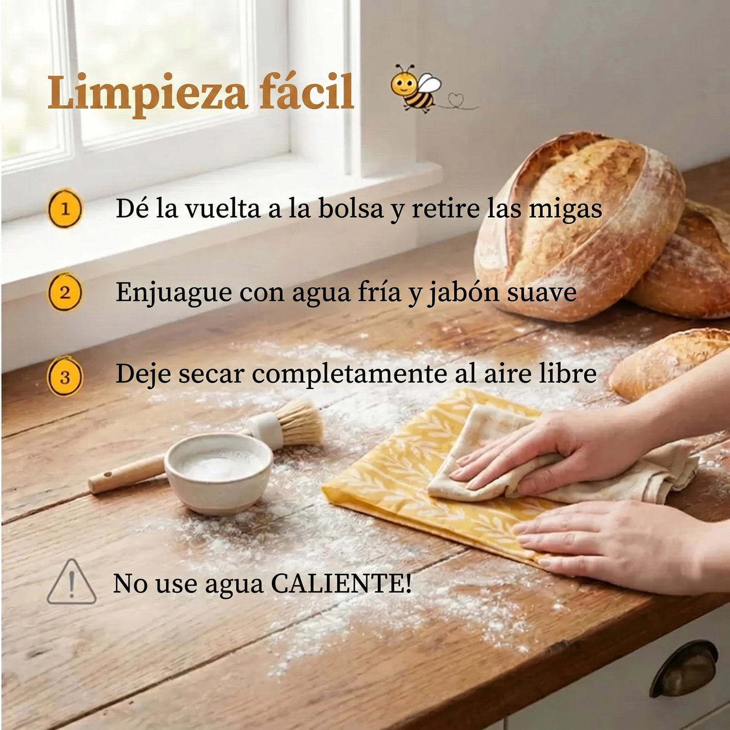 Bolsas para pan premium en 100% algodón y cera de abeja