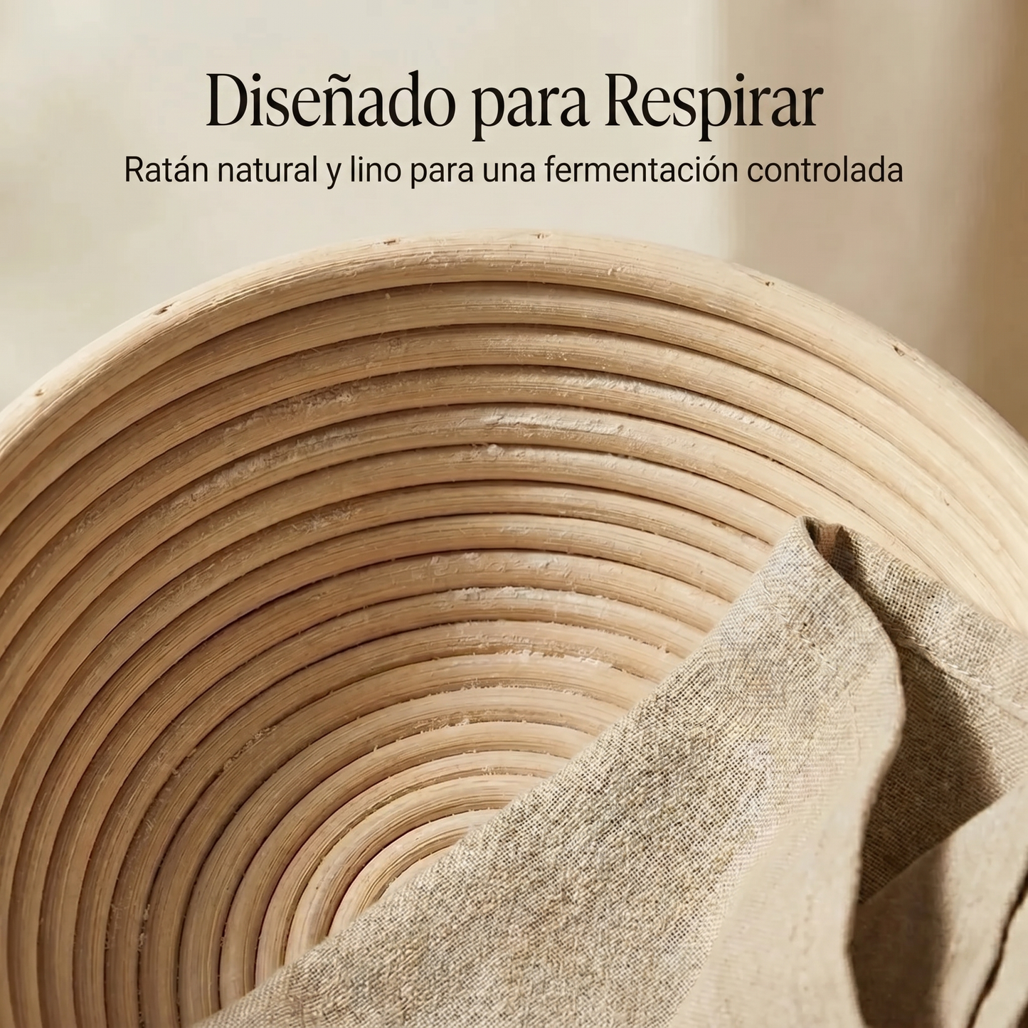 Cesta de fermentación en ratán natural